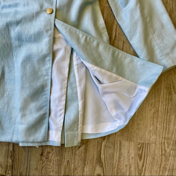 Molly B Coastal Blue Preppy Belted Trench Coat Jacket - Size 8 - Picture 10 of 10